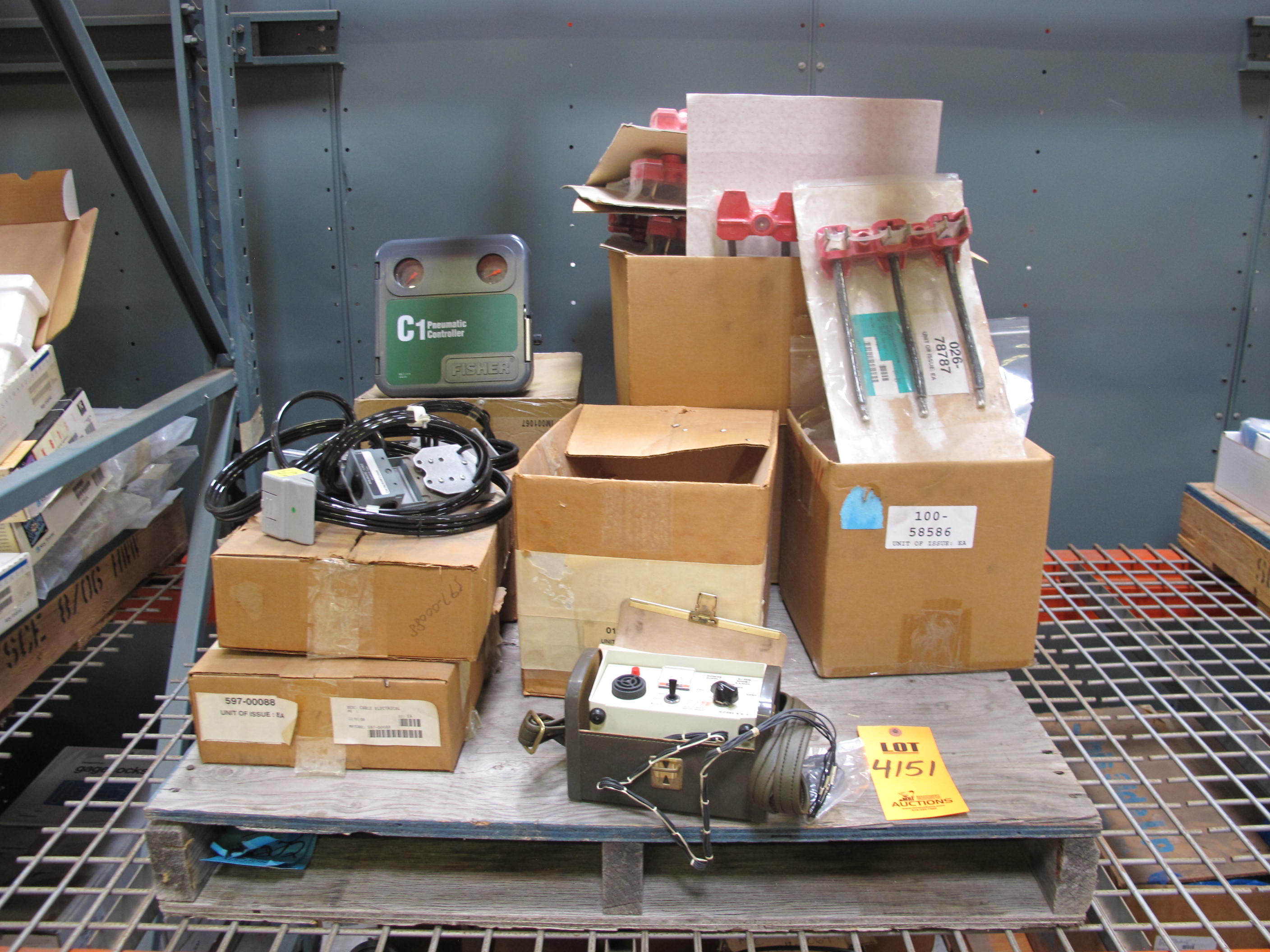 LOT TO INCLUDE: (1) SOUTHWEST MICROWAVE METER MODEL# RM81, FISHER C1 PNEUMATIC CONTROLLER, ASSEMBLY SWITCHES, PNEUMATIC CABLES. LOADING & HANDLING FEE $15-4151